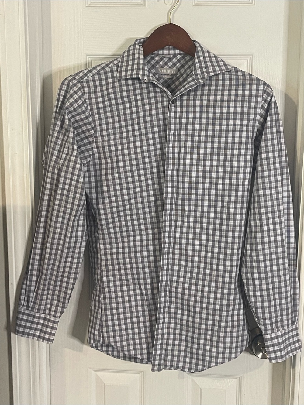 Van Heusen Blue & White Checked Dress Shirt